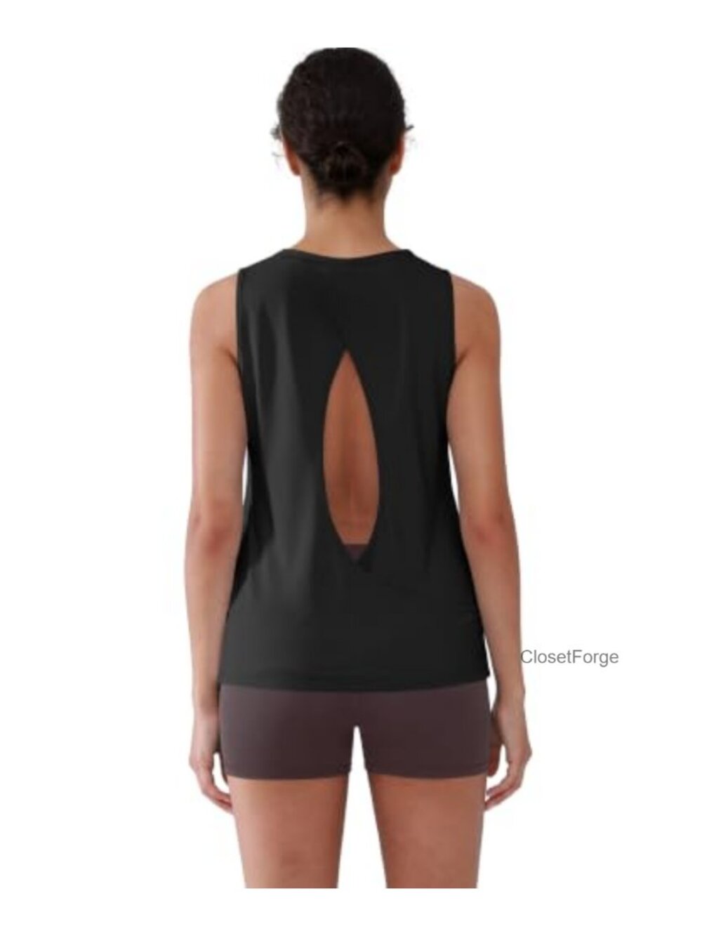 Cross Backless Workout Tank Open Back Athletic Sleeveless Loose Fit Racerback - Picture 3 of 6